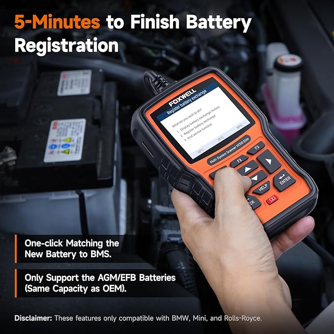 FOXWELL NT510 Elite Scan Tool fit for BMW Scanner Full Diagnostic Tool OBD2 Scanner, All System Bi-Directional Control Code