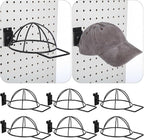 6 Pcs Metal Hat Display and Holder, Wall Mounted Slatwall Rack Organizer for Baseball Caps, Beanies, Wigs, for Home and Retai