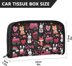 Car Tissue Holder Car Visor Organizer Tissue Box Holder for Car Sun Visor Organizer with Car Vehicle Accessories Essentials Interior for Women Men Valentines Fox Bunny Cars Black