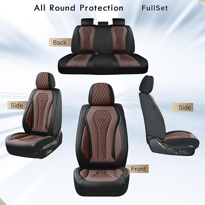 Coverado Car Seat Covers, Seat Covers Full Set, Coffee Car Seat Cover, Auto Seat Covers Front Seats Rear Seat Cover, Luxury C