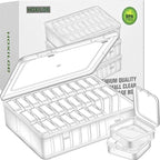 Bead Organizer Box, 90pcs Small Clear Plastic Storage Containers, Craft Storage Box Features Hinged Lid and Labels, Mini Boxe