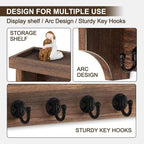 Key and Mail Holder Wall Mount, Key Holder with Shelf and Mail Organizer Wall Mount. Mail Holder with 5 Hooks for Coat, Dog L