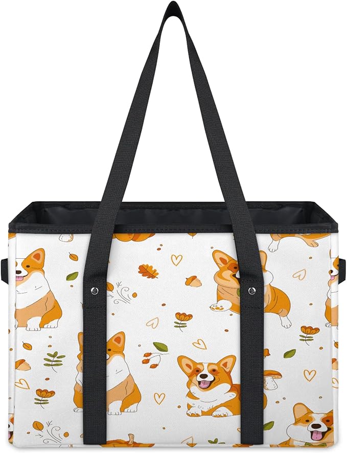 Reusable Grocery Bags Heavy Duty Shopping Bags Foldable Large Tote Bags with Long Handles & Hard Bottom
