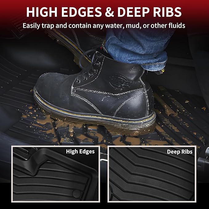 LASFIT Floor Mats & Cargo Mat for Mercedes Benz GLC 2016-2022 GLC300 / GLC350e / GLC43 AMG / GLC63 AMG (Not Fit Coupe), All Weather TPE Floor Liners Fit for GLC Car Mats, 1st & 2nd Row & Trunk Mat