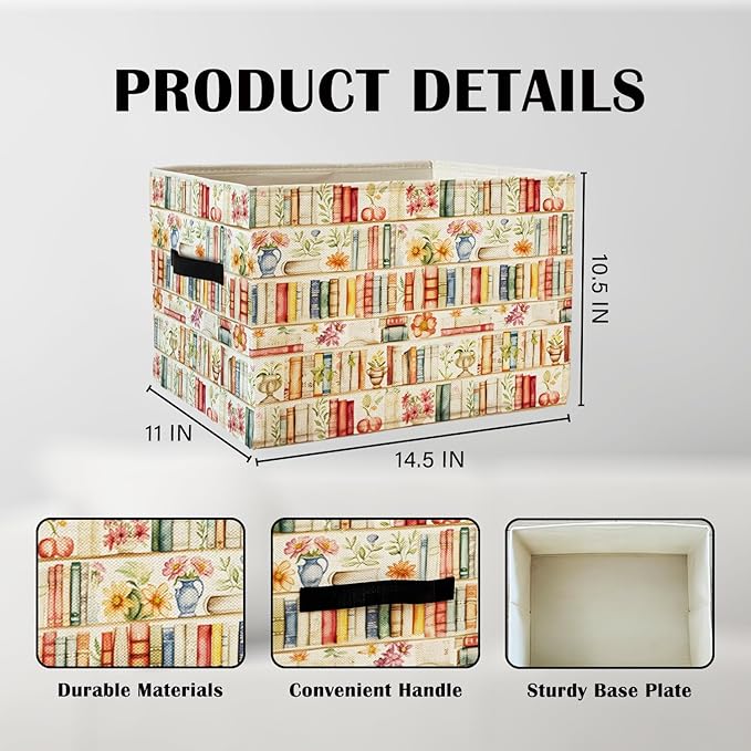 Boho Classroom Storage Boxs,Book Shelf Storage Basket Organizers Bins With Handles,Collapsible Storage Basket for Books Readi