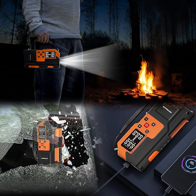 Jump Starter with Air Compressor 4000A Portable Battery Pack 10000mAh Power Bank Emergency SOS LED Light 22-Cylinder 150PSI