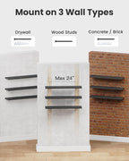 AMADA HOMEFURNISHING 47.2" L Floating Shelves, Wall Shelves Set of 3 for Bathroom/Living Room/Bedroom/Kitchen, Black Floating