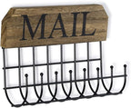 SRIWATANA Rustic Mail Holder Organizer, Key Holder Wall Mount Mail Sorter for Hallway Foyer and Home Decoration - Carbonized 