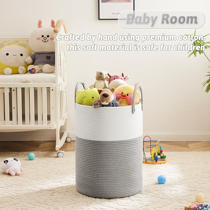 Artfeel Laundry Basket,Woven Cotton Rope Laundry Hamper,60L for Decorative Storage of Dirty Clothes,Toys and Blankets in Bath
