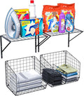 4 Pack Laundry Room Shelves Wall Mounted with Wire Baskets, Laundry Room Organizer and Storage, Over The Washer and Dryer Wir