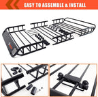 MeeFar Roof Rack Carrier Carrier Basket 51"*36"*5"+Waterproof Bag 15 Cubic Feet(44"*34"*17"),and Cargo Net with Attachment Hooks,Ratchet Straps.200 Lbs Capacity,Universal Rooftop Large Size Roof Rack