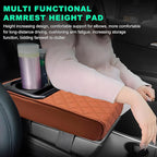 Car Center Console Armrest Pillow, Memory Foam Auto Armrest Box Cover with Cup Holder & Phone Holder, Waterproof Leather Arm Rest Protector Cushion, Interior Car Accessories (Diamond, Brown)