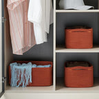 3-Pack Storage Baskets for Organizing | Woven Shelf Toy Basket | Rope Baskets for Gifts Empty | Closet Organizer Bins with Ha