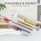 Citylife 6 PCS Clear Plastic Container Clip Box with Latching Lids, Stackable Document Paper Protectors Organizer Container f