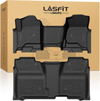LASFIT Floor Mats 2014-2018 for Chevy Silverado/GMC Sierra 1500, 2015-2019 2500HD 3500HD, Crew Cab Only/Bench Seat, All Weather TPE Custom Fit Car Floor Liners, with Carpet Floor Only