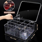 DILIBRA Socks Underwear Drawer Organizer for Closet, 16 Compartment Removable Divided Plastic Clear Sock Storage Box with Lid