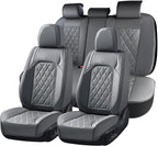 Coverado Car Seat Covers Full Set, Luxury Faux Leather Seat Covers for Cars, Waterproof Car Seat Protector, Gray Car Seat Cov