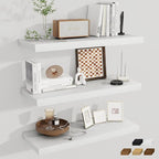Fun Memories Deep Floating Shelves, 32W x 12D White Wall Shelves, 32 Long Rustic Wood Wide Storage Shelves for Bedroom, Kitch