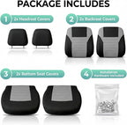 FH Group Gray Polyester Car Seat Cover, 3D Air Mesh, Front Set, Airbag Compatible, Universal Fit for Cars Trucks SUVs