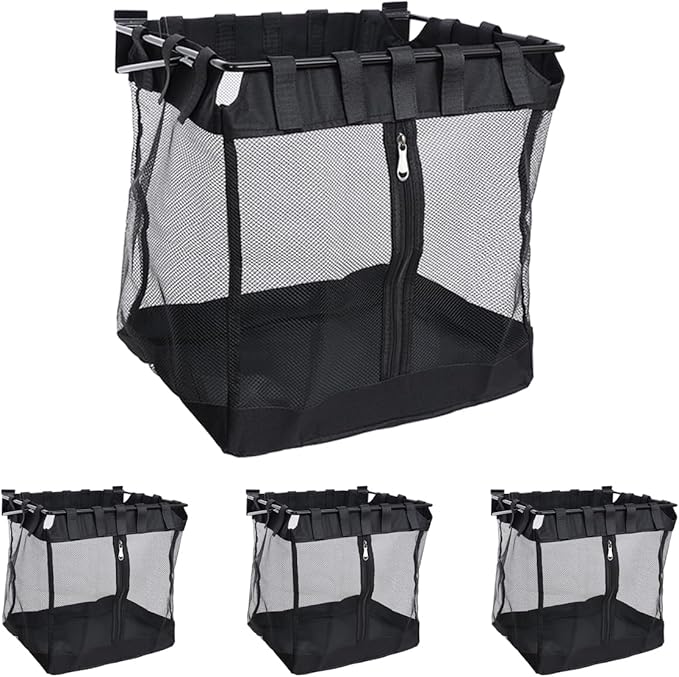 4Pcs Large Slatwall Baskets Mesh Slatwall Baskets with Zipper Mounted Storage Baskets Hanging Slatwall Accessories for Shops 