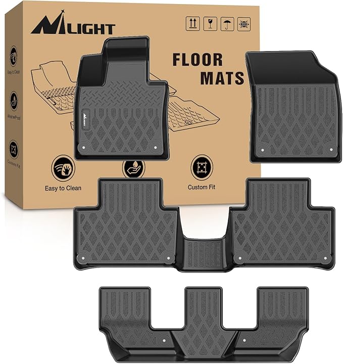 Nilight TPE Floor Mats for Volvo XC90 2016 2017 2018 2019 2020 2021 2022 2023 2024 2025 2026 (Only for Plug-in Hybrid Models) All Weather Custom Fit Heavy Duty Floor Liners