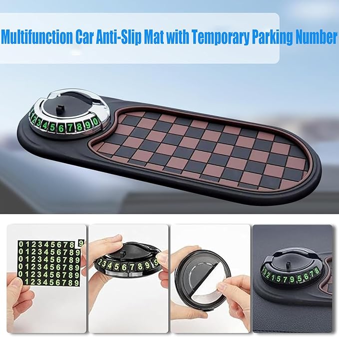 Multifunction Car Anti-Slip Mat, Multifunction 4-in-1 Car Mobile Phone Anti-Slip Mat, 360 Rotatable Anti Skid Car Dashboard P