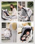 Car Seat Cover Baby Girls, Infant Car Seat Canopy Outdoor, 2 Layers with Mesh and Sun Shade Window for Summer Winter, Easy Ac