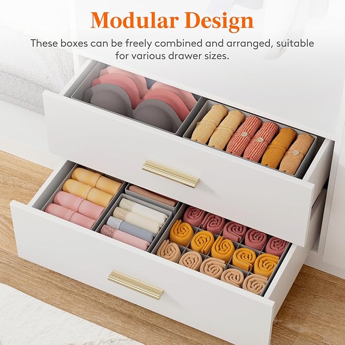 Lifewit Underwear Drawer Organizer for Closet 8 Pack, 3 Sizes Dresser Organizer Dividers, Deep Fabric Foldable Drawer Storage