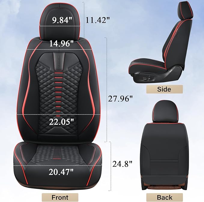 Coverado Car Seat Covers, Front Seat Cover, Waterproof Nappa Leather Seat Covers for Cars, 2 Pack Car Seat Protectors, Driver