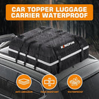 Car Rooftop Cargo Carrier Bag, Waterproof 20 Cubic Feet Car Roof Luggage Carrier for All Vechicles with/Without Racks, Includes Anti-Slip Mat, 8 Reinforced Straps, 6 Door Hooks, Luggage Locks (Black)