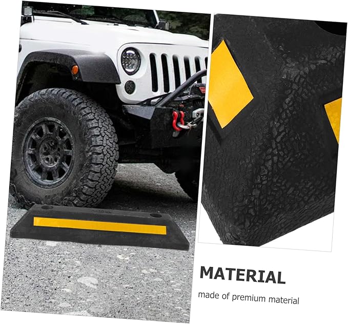 Heavy Duty Rubber Parking Block Stopper with Anti-Slip Texture Garage Car Stop Indicator for Driveway and Parking Lot Pre-drilled for Secure Installation