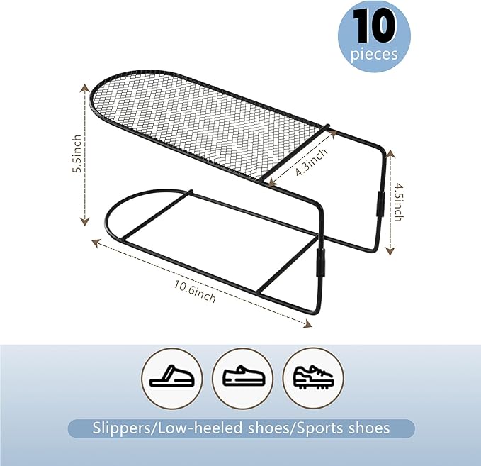 CiBiZi Shoe Slots Organizer 12Pack Metal Shoe Stackers for a Pair of Shoes Double Layer Shoe Holder Shoe Storage Closet Organ