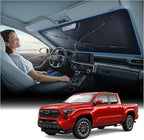 Windshield Sun Shade Umbrella for Toyota Tacoma - [Vinyl Coating Heat Shield] Protect Car from Sun Rays & Heat Damage Keep Cool and Protect Interior, Spring Structure Edge