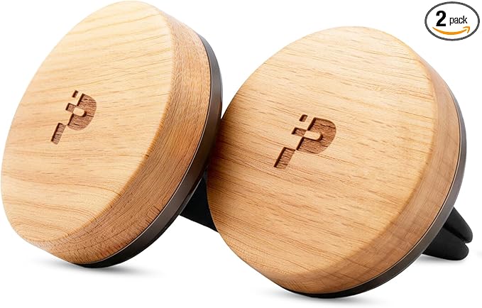Wooden Car Air Freshener Vent Clip, Refillable Essential Oil Diffuser with Long-Lasting Natural Scent, European Beech Wood & 