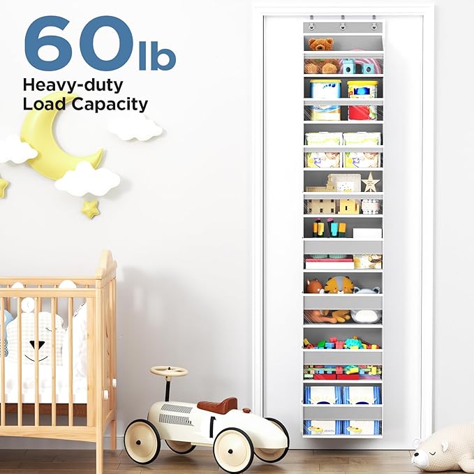 Mefirt Over The Door Organizer, 8 Shelf Door Hanging Organizers with 8 Large Capacity Pockets, Back of Door Organizer Storage