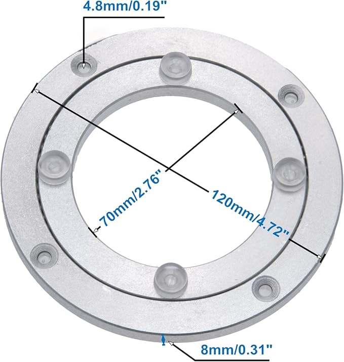 Aluminum Heavy Duty Lazy Susan Rotating Turntable Bearing Swivel Plate Hardware for Dining-Table (4 inch)