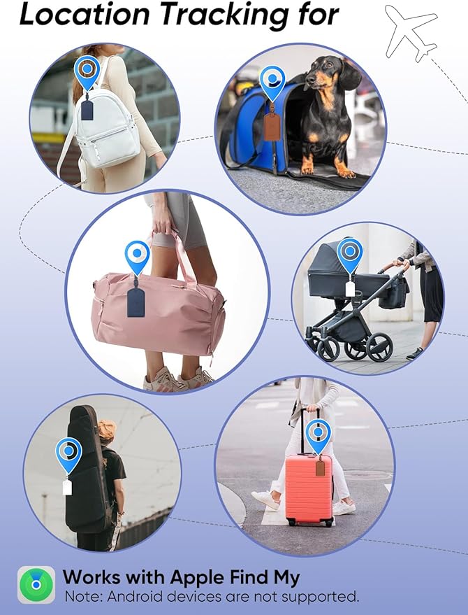 Luggage Tags Built-in Anti-Loss Tracker, Luxury Leather Luggage Tags for Suitcase, Travel Bags, Backpacks, Travel Organizer f