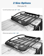 JOYTUTUS Rust-Resistant Aluminum Roof Cargo Basket, 47" x 40" x 8", Lightweight Roof Rack Carrier, Universal Roof Cargo Basket with 150 lbs Load Capacity, Fits SUVs, Trucks, and Cars, Black