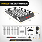 Nilight 64" x 39" x 6" Universal Roof Rack Cargo Basket Heavy-Duty 250LBS Capacity Rooftop Carrier Luggage Holder & Soft Waterproof|Cargo Bag|Net|Ratchet Straps for SUV Truck Vehicle