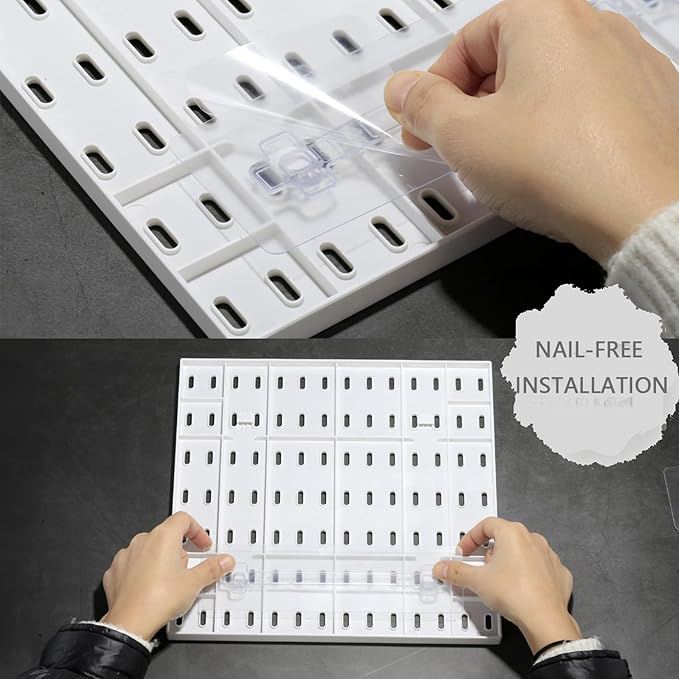 MULSAME Pegboard Combination Kit, Wall Mounted Storage Set with 4 Pegboards & 14 Accessories Hanging, White Peg Boards Organi