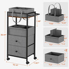 Modanais Baby Diaper Caddy Organizer Cart with Drawers - 3In1 Rolling Storage Cart with Wheels, Removable Diaper Caddy, Detac
