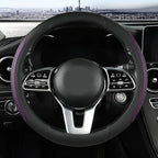 Car Steering Wheel Cover, Leather Steering Wheel Cover Purple Universal 14.5-15 Inch Microfiber Leather Anti-Slip Breathable 