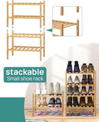 viewcare Small Shoe Rack, 6-Tier Shoe Shelf for Entryway, Bamboo Wood Shoe Rack for Closet & Hallway, Long 17.2IN | Beautiful