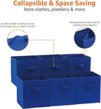 Amazon Basics Collapsible Fabric Storage Bins with Handles, Cube Organizer for Home Organization, 10.5"x10.5"x11", Navy, 6-Pa