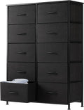 DUMOS Dresser for Bedroom, 10 Storage Drawers, Wide Fabric Closet Chests Organizer Tower Furniture with Wooden Top Metal Fram