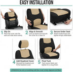 FH Group Flat Cloth Full Set Car Seat Covers Three Row 7 Seater - Universal Fit for Cars, Trucks & SUVs Beige