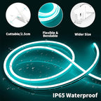 iNextStation 12V Ice Blue LED Strip Lights 16.4FT, Flexible Silicone Neon Rope Light, Waterproof, Cuttable, Dimmable & Linkable, for Cabinet, Ceiling, Wall, Bedroom, Kitchen, Garage (No Adapter)
