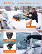 33 Inch Ice Scrapers for Car Windshield, 3 in 1 Extendable Snow Brush, Snow Scraper for Car with Foam Grip and 270° Pivoting Brush Head, Silicone Squeegee for Sedan SUV Truck RV