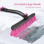 HEEYA 51 Inch Snow Brush for Trucks, Extendable Long Handle Ice Scraper with Brush with Foam Grip, SUV Heavy Duty Snow Brush with Ice Scraper for Car Auto Jeep RV Vehicle Windshield Window - Pink