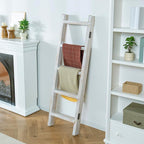 Blanket Ladder,59" H Wood Blanket Ladder for Living Room, Decorative Quilt dispaly Rack, Free Standing and Folding Towel Rack